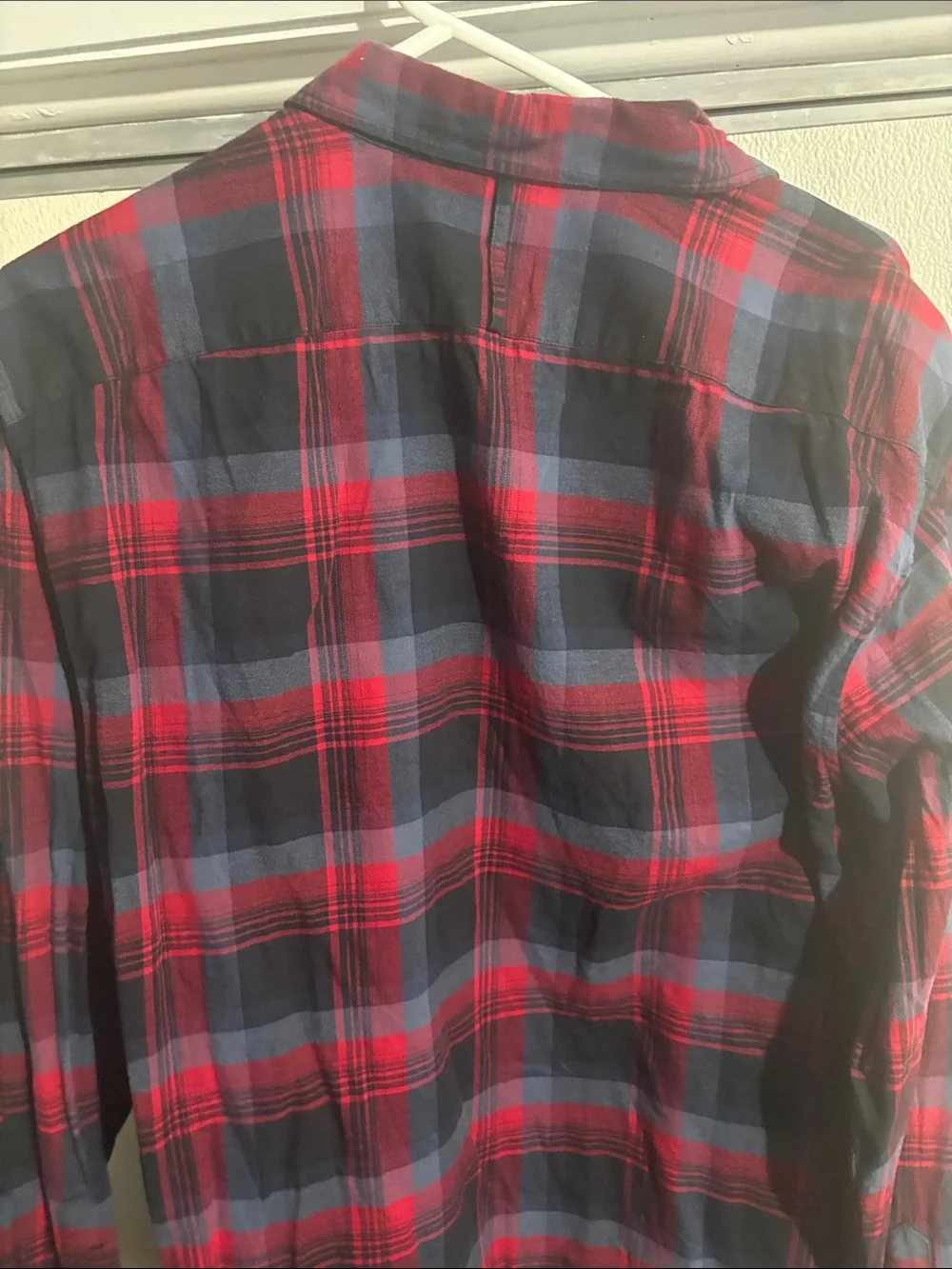 Banana Republic Red and Navy Plaid Button-Down Shirt